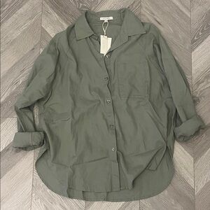 Z Supply Avocado Linen Button Down Shirt